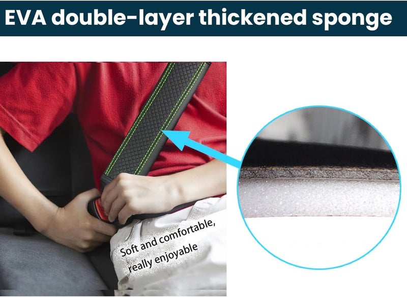 Osilly Car Seat Belt Pads, 2 Pack Fiber Leather Seatbelt Shoulder Strap Covers, Comfort Driving & Protect Your Neck, Universal Safety Strap Cover for Auto SUV Truck Airplane Backpack (Black/Green) - Image 3